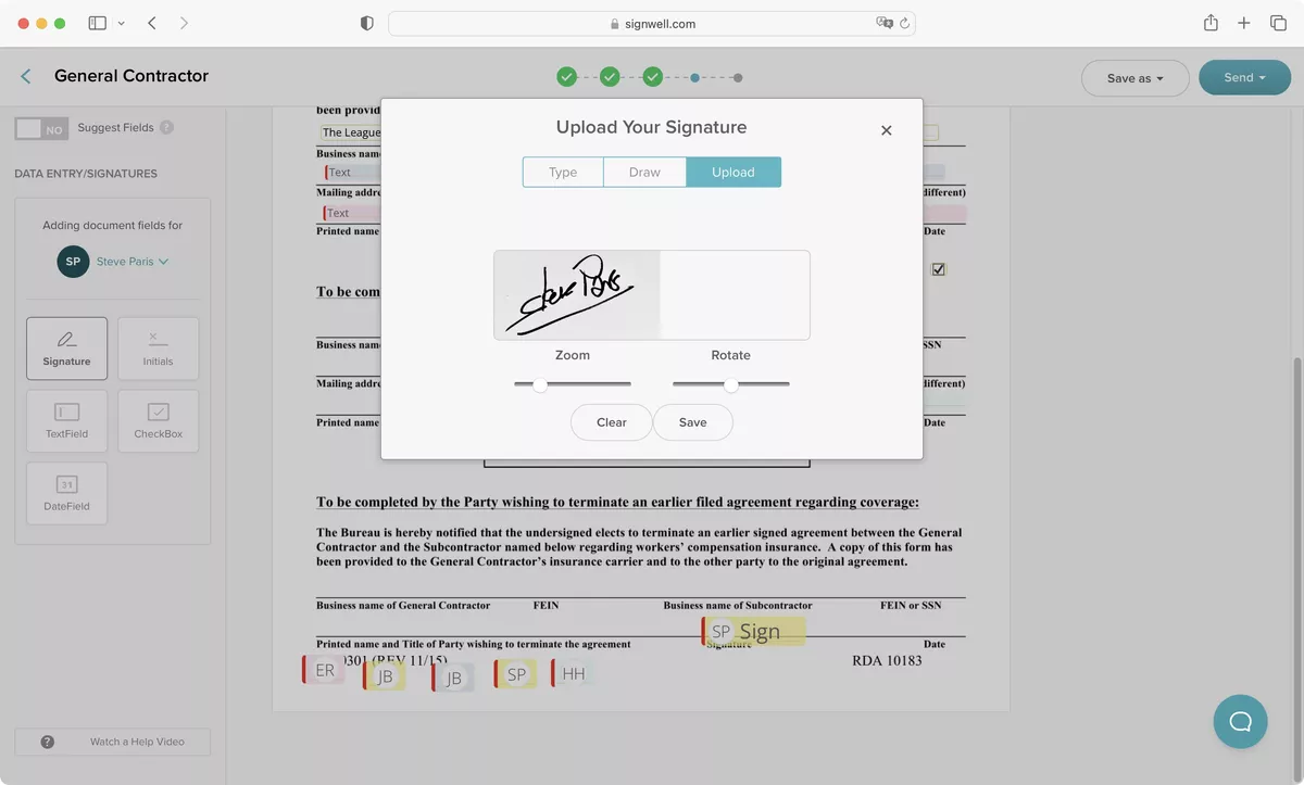 SignWell upload signature