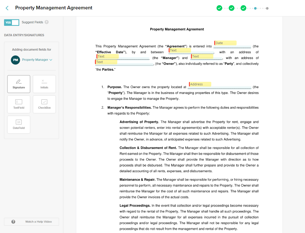 Signwell property management agreement