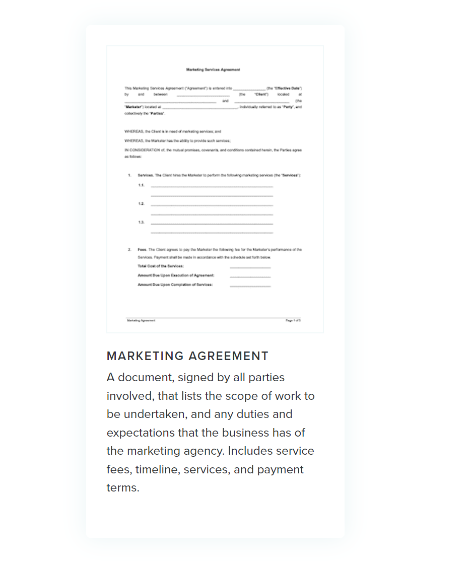 Marketing Agreement Contract