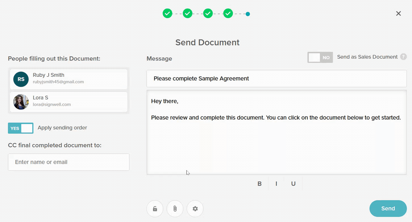 Rearrange Sending Order SignWell