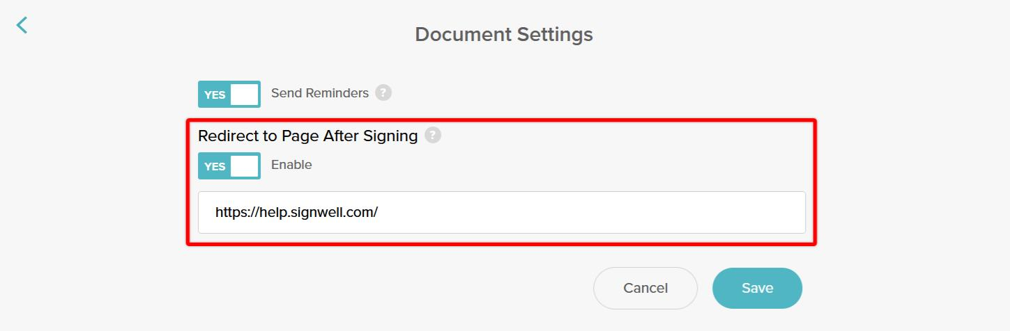 SignWell Custom Redirect URL