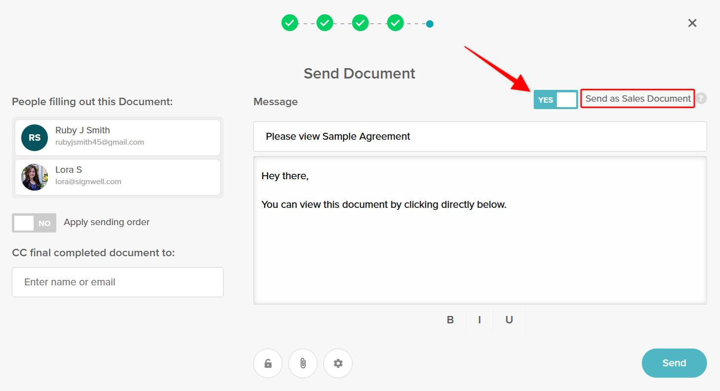 SignWell Send as Sales Document Feature