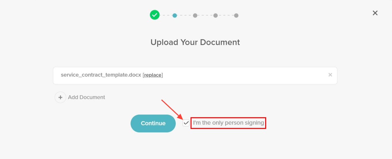 signwell document upload only person signing