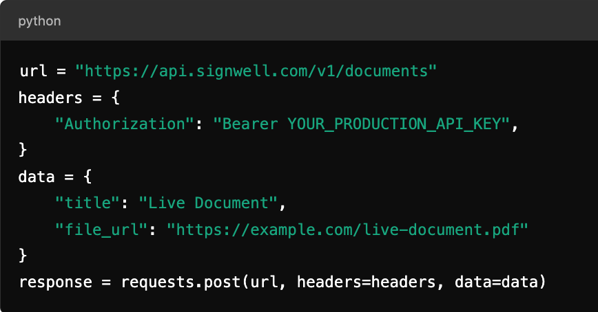 create and configure documents SignWell API