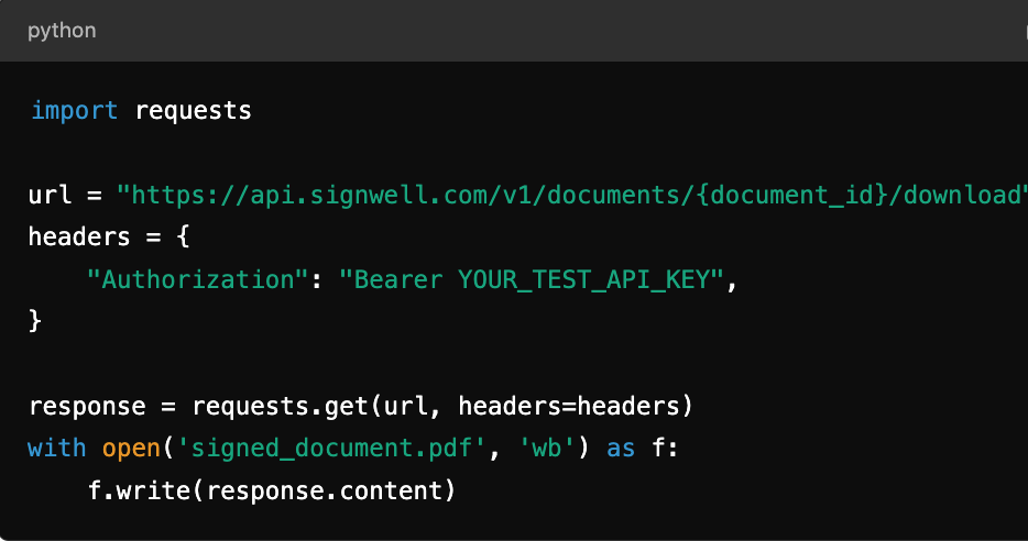 download document SignWell API