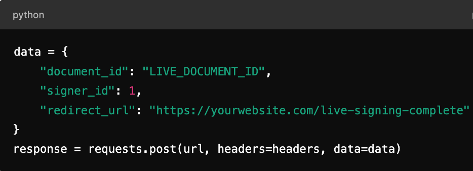 embedded signing url for live users SignWell API