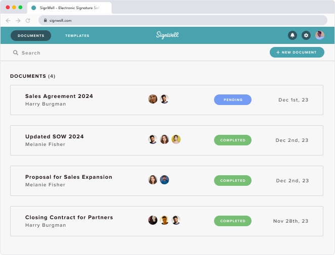 signwell document workflows