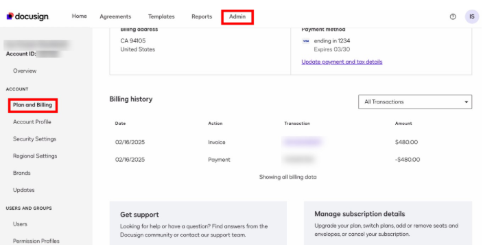 how to cancel docusign subscription