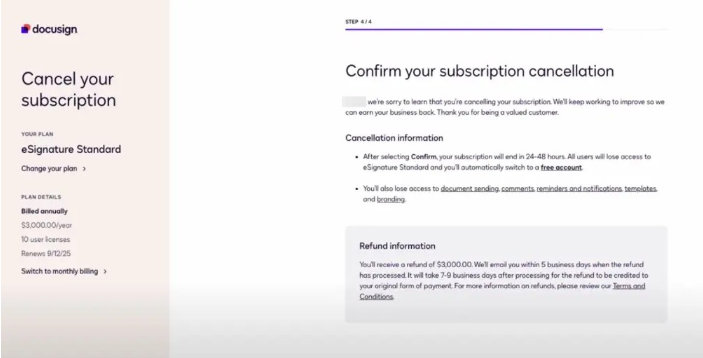 how to cancel docusign subscription